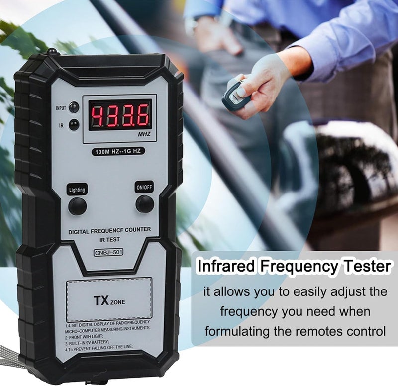 Fockety Remote Key Frequency Tester, 100MHZ to 1GHZ Infrared Remote Control Meter, Portable Key Fob Digital Counter for Access Control - Image 2